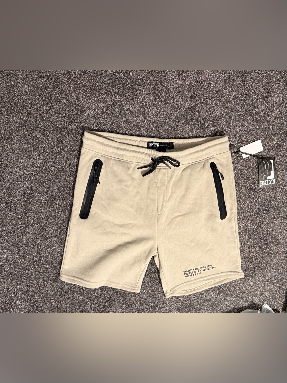 Men's Beige Drawstring Athletic Shorts